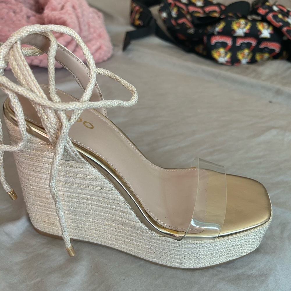 Brand new, never worn Aldo lace up wedges 1 of the pics has a video